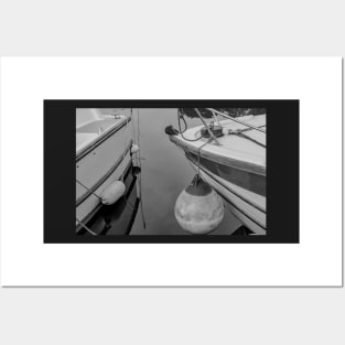 Close up of boats moored on the River Thurne, Norfolk Broads Posters and Art